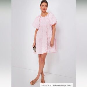 Sold Out NWOT  Hyacinth House Tnuck Pink Diamond Textured Isabella Mini Dress M